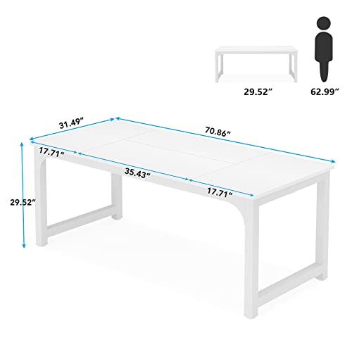 Image of Tribesigns 70.8 inchExecutive Desk, Large Office Computer Desk with Thicken Frame, Modern Simple Workstation Business Furniture for Home Office, White