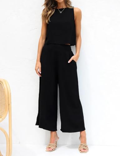 Image of IDEALSANXUN Womens Linen Crop Tank Tops 2026 Spring Summer Sleeveless Tops
