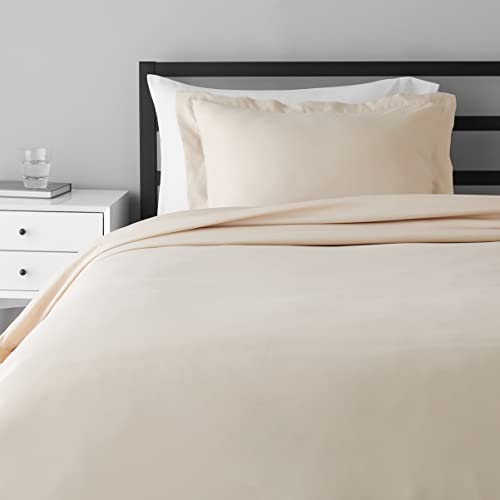 Amazon Basics Lightweight Microfiber Duvet Cover Set with Snap Buttons, Twin/Twin XL, Beige