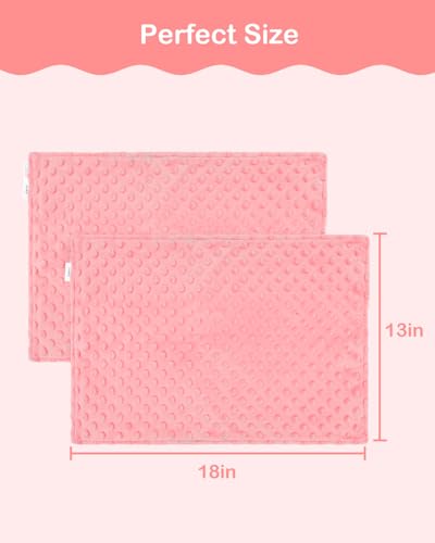 Image of ALVABABY Toddler Pillowcase Kids Pillow Cover Bean Velvet Soft Warm 2 Pack Fit 13 inchx 18 inch or 12 inchx16 inch Envelope for Girl Boy Travel Pink