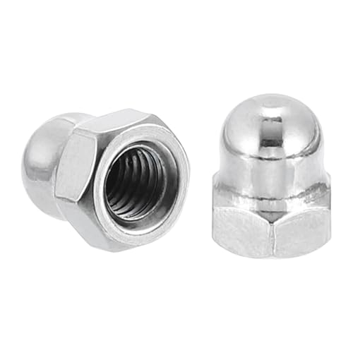 sourcing map M5x0.8 Acorn Cap Nuts, 100Pcs 316 Stainless Steel Dome Cap Head Acorn Nut Hardware Nuts for Bolt Cover, Silvery