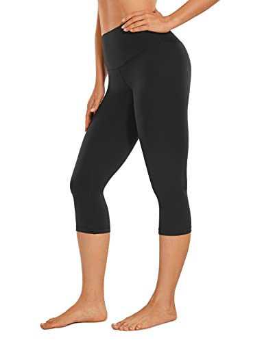 CRZ YOGA Womens Butterluxe High Waisted Capris Workout Leggings 17 Inches - Lounge Buttery Soft Yoga Pants Black X-Large