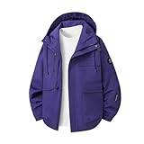 [foxseon] ジャケット メンズ ブルゾン ゆったり カジュアル おしゃれ フード付き 無地 防風 ジップパーカー ジップパーカー ジャケット コート 春秋着 Purple-XL