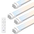 JESLED T8 Dimmable LED Tube Lights with Remote, Type B, 3200LM, 24W, 6 Colors 3000K | 3500K | 4000K | 5000K | 6000K | 6500K, 4 Foot Fluorescent Bulbs Replacement, Ballast Bypass, Dual-Ended, 4-Pack