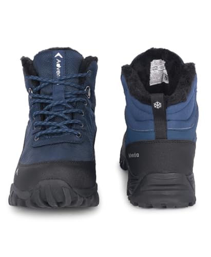 Image of Edge ET 1100 Men's Waterproof Mountain Trekking Hiking Boots, Mid-Top, Round Toe, Blue, Anti-Slip Grip