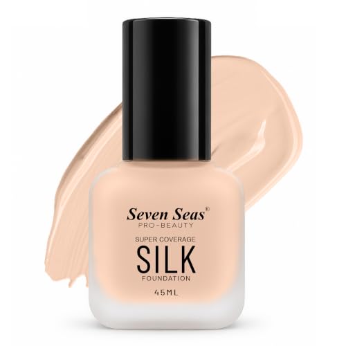 Image of Seven Seas Super Coverage Silk Foundation 45ml Matte Liquid Foundation for Women - Buildable Coverage, Lightweight Formula, Long Lasting Makeup, Silky Smooth Finish(Natural)