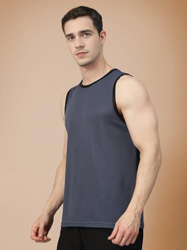 Image of CHKOKKO Men Polyester Solid Gym Regular Fit Tank Tops Sleeveless Sports Vest