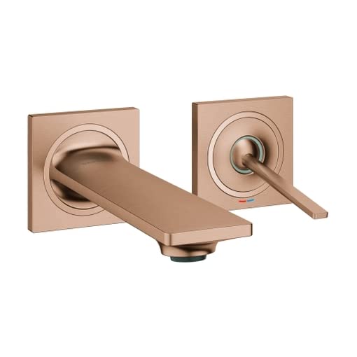 GROHE Allure 19309_2 - Grifo para lavabo (montaje en pared, 23 429, medida de puntada 110 mm, proyección 154 mm, cepillado cálido