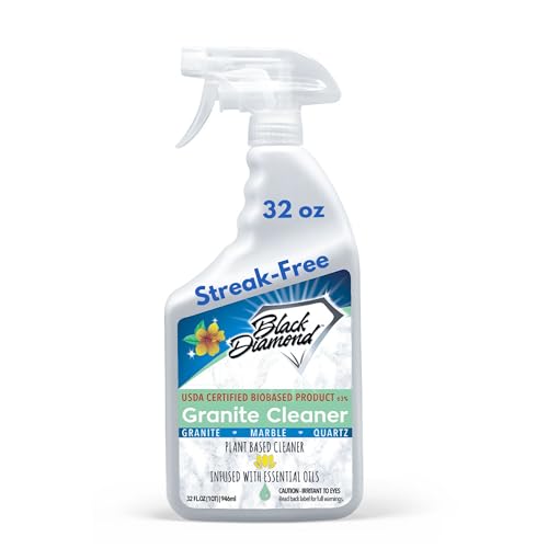 Comparison: Best Cleaner For Black Granite 4 Black Diamond Stoneworks Granite Counter Cleaner: USDA Certified BIOBASED- Safe for Granite and other stone countertops. Safe for food contact formula to keep your countertops looking fresh and clean!