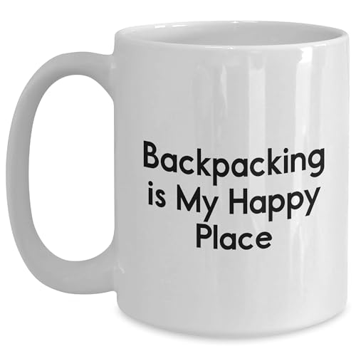 Backpacking Adventures Quote White Coffee Mug, Gifts from Friends for Backpacking Enthusiasts, 11oz or 15oz Capacity, Birthday Unique Gift