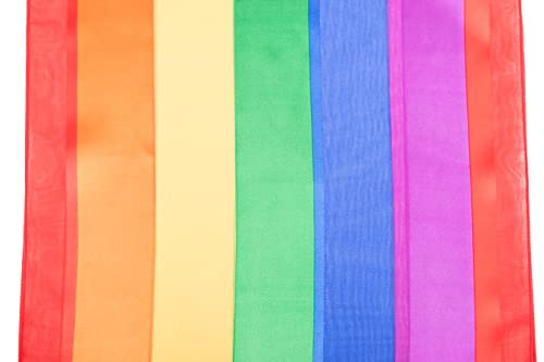 Hat To Socks Chiffon Satin Scarf with Rainbow Stripes2