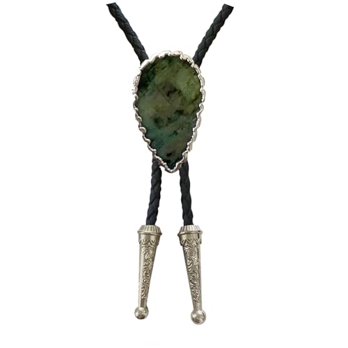 Image of Daisy Del Sol Bolo Tie Turquoise Stone Braided Vegan Faux Leather Silver Tips Handmade Necklace Adjustable Boho Western Jewelry