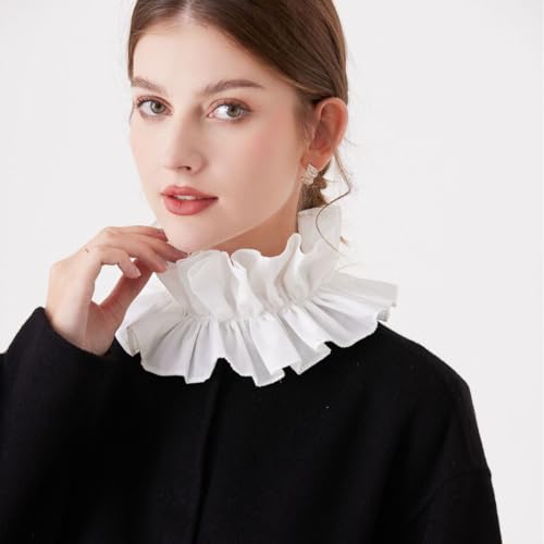 AUOCATTAIL Fake Collar Shirt Detachable Pleated French Scarf Ears Stand Collar Neckline for Women Decoration3