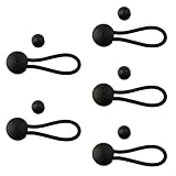 BildeeMait 5 Pack Bungee Shock Cord Clips with Knob, Elastic Fastener for Tent Boat Yacht RV Cover, Nylon Rubber Anchor Rope Buckle(black)