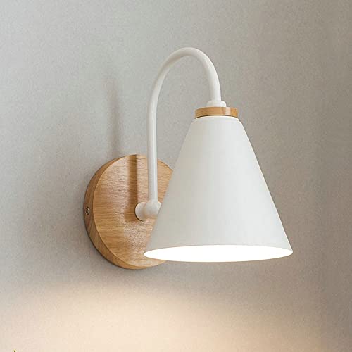 Applique murale en bois et métal au design moderne et finition Bianco