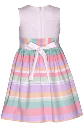 Bonnie Jean Girls 2T-16 Pastel Stripe Woven Yoke Bow Dress2