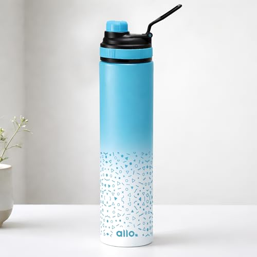 Image of Allo Steel Water Bottles Stainless Steel Sipper Water Bottle For Adults, Kids 850 Ml Water Bottles For School, Office, Sports, Gym 850 Ml Water Bottle For Men And Women, Blue White 850Ml