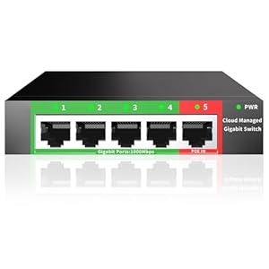 STEAMEMO 5 Port Gigabit Switch, Easy Smart Managed Ethernet Switch, Desktop or Wall Mount, Vlan, Ethernet Splitter, Network Hub, Sturdy Metal