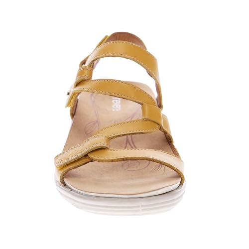 Image of Revere Emerald 3 Women's Sandals - Premium Soft Leather, Adjustable Straps & Contoured Footbed - Orthotic Arch Support for Stylish Comfort & All-Day Wear Mustard 5-5.5 W US