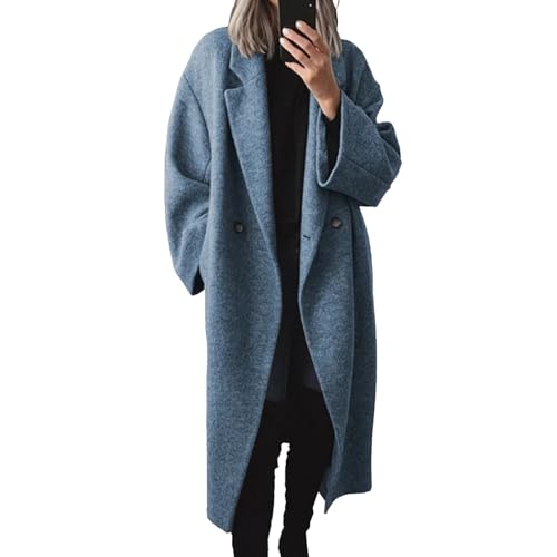 Generic - Trench-coat croisé en laine pour femme, manches longues, revers crantés, mode hiver