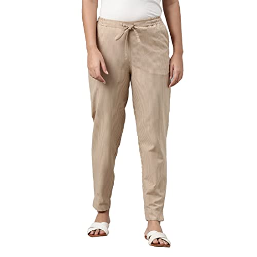 Image of GO COLORS Solid Soft Cotton Printed Pencil Pant for Women | Breathable, Side Pocket