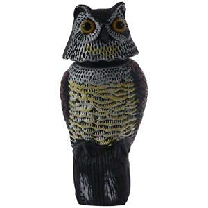 Ubersweet Imported 2X(Large Realistic Owl Decoy Rotating Head Weed Pest Control Crow Scarecrow U0S2