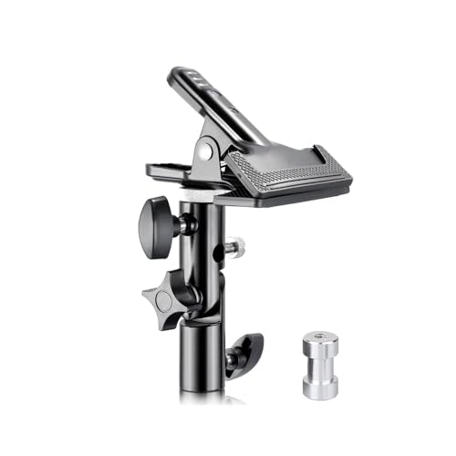 KAGYOKU Robusto supporto in metallo con supporto per treppiedi di luce da 5/8 pollici, morsetto riflettente con foro per ombrellone e fissaggio a vite per riflettori per studio fotografico