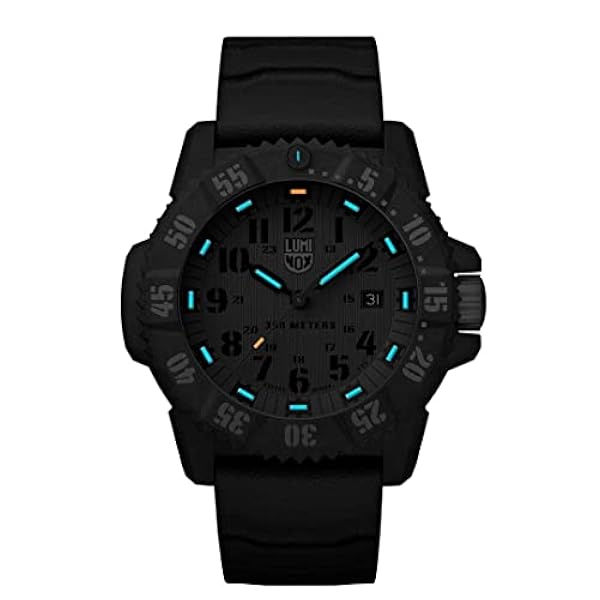 Luminox Master Carbon Seal XS.3813.L herrklocka 46 mm – automatisk klocka i svart/grön datumfunktion 300 m vattentålig safirglas, Svart, Rem