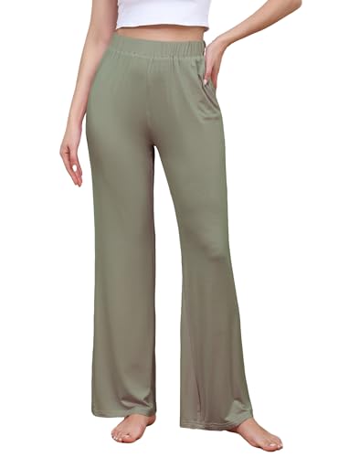 Veseacky Women's Comfy Stretch Drawstring Wide Leg Lounge Casual Pants Pajamas Bottoms Dance with 2 Pockets S-XXL