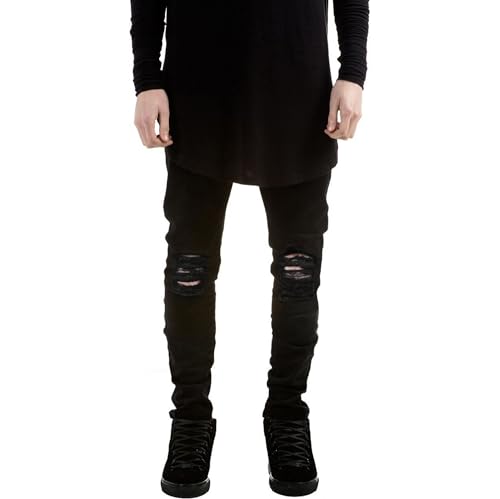 Maiyifu-GJ Men's Distressed Slim Fit Biker Jeans Ripped Destroyed Straight Leg Denim Pants Fashion Stretch Hip Hop Jeans3