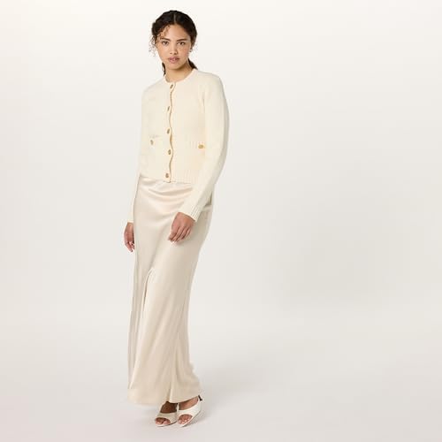 Image of The Drop Womens Janice Gold Button Fitted Sweater Cardigan