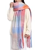 Fullgive Chunky Scarf for Women Winter - Big Thick Plaid Scarves,Colorful Large Long Blanket Wrap for Cold Weather