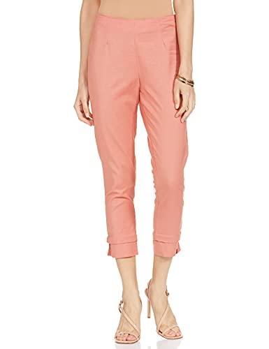 Image of Biba Women Solid Narrow Bottom Wear(Bottom W14918 Cvrn Cly M),Cavern Clay Brown