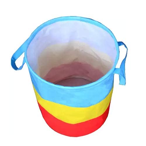 Image of 45L Foldable Laundry Basket for Clothes Storage with Handles, Non-Woven Laundry Hamper for Bedroom Bathroom & Kids Room, Multicolor