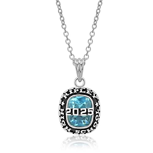 Custom Graduation Necklace - Personalized Sterling Silver Birthstone Necklace for Women & Men