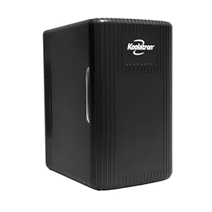 Koolatron Retro Mini Fridge For Bedrooms 6L Small Fridge 8 Can Table Top 12v Portable Cooler Warmer Refrigerator Quiet Mini Fridges For Skincare Food Drinks Kids Home Car & Travel Black