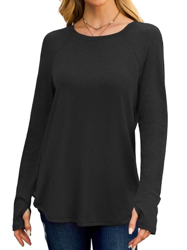 Womens Long Sleeve Tops Crew Neck T Shirts for Women Tunic Tops with Thumb Holes Fall Outfits for Women 20252