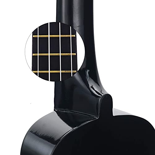 Image of Trendy Soprano Ukulele for Beginners 21 Inch Hawaiian Wood Ukuleles for Adult Student Starter Four Strings Guitar (Black)