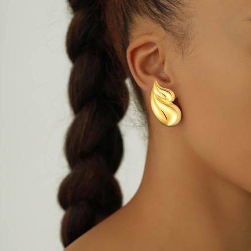 ENVYOU Gold Waterdrop Earrings Teardrop Chunky Hypoallergenic Lightweight Drop Jewelry for Gift