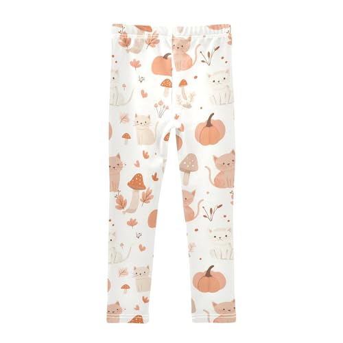 Cute Cat Mushroom Pumpkin Girls Leggings Ultra Soft Compression Yoga Gym Pants for Kids 4-10T2