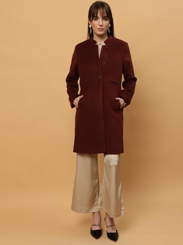 Image of BEATNIK Shawl Collar Full Sleeve Maroon Women's Blazers
