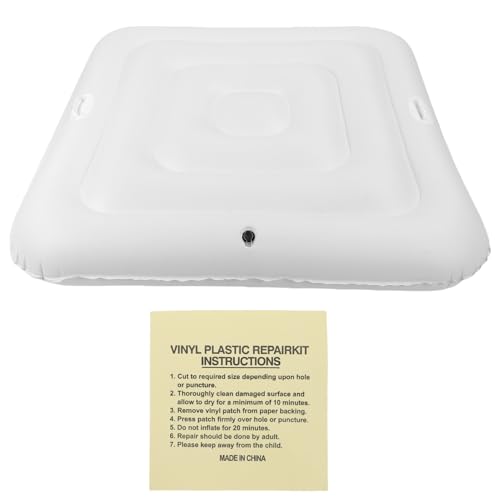 Inflatable Hot Tub Cover with Handles, 130cm PVC Square Inflatable Swimming Pool Lid Foldable Dust Proof Spa Pool Cover for Home Outdoor Use