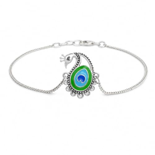 Image of Meenakari Heriatge Jewellery 925 Sterling Silver Morpankh (Peacock feather) Radha Krishna Rakhi Set For Men /Boys /women /Unisex With Roli Chawal, Rakshabandhan greeting Card and Authenticity certificate