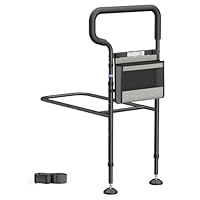NIMOOD C3 PRO Aufstehhilfe Bett mit Verlängerungsbein für bessere Stabilität, Haltegriffe für Senioren, Höhenverstellbarer Haltegriff Bett Einstiegshilfe, LED-Sensorlicht zur Vermeidung von Stürzen