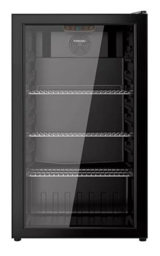 INFINITON Vitrina Frigorifica FTS-90L85NEG, 90 Litros, Altrua 83 cm, Fan ADD Cooling, 3 Estanterias, Led Interior, Doble Cristal, negro, E