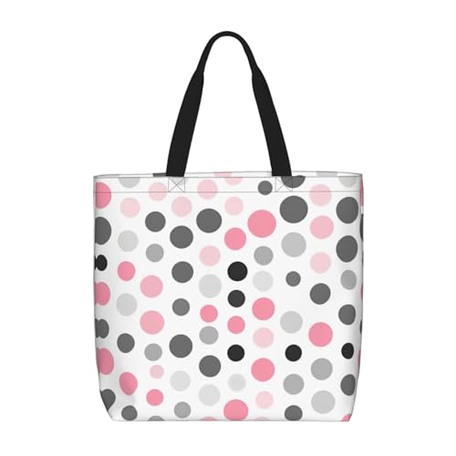 Polka Dot Pattern Print Tote Bags, Large Capacity Zipper Shoulder Bag, For Shopping, Work, Daily
