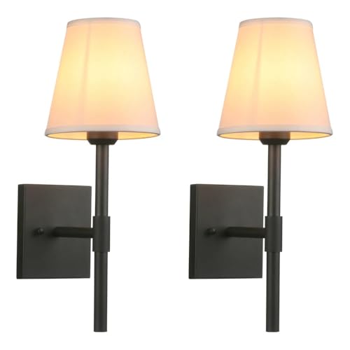 Genérico Iluminación de pared, 2 juegos de lámparas pared modernas con pantalla tela estilo V-intage, apliques for sala estar, dormitorio, pasillo y restaurante(Noir)