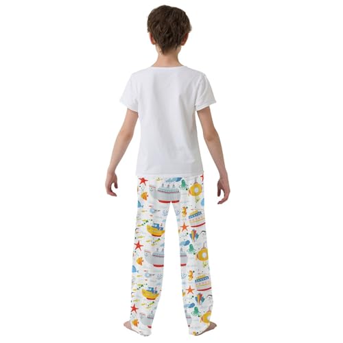 ZZXXB Marine Submarine Boys Long Pants Soft Trousers Elastic Waist Kids Lounge Bottoms with Pockets S-XL3