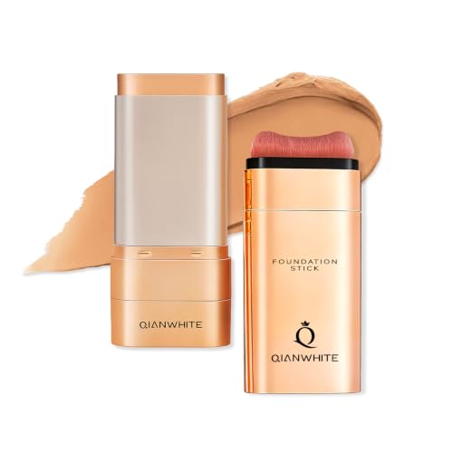 QIANWHITE Korean Foundation Stick Foundation for Mature Skin Tint Buildable Light to Medium Coverage Foundation Makeup Concealer Dual-Ended with Brush for All Skin - Natural Finish (DARK COFFEE)