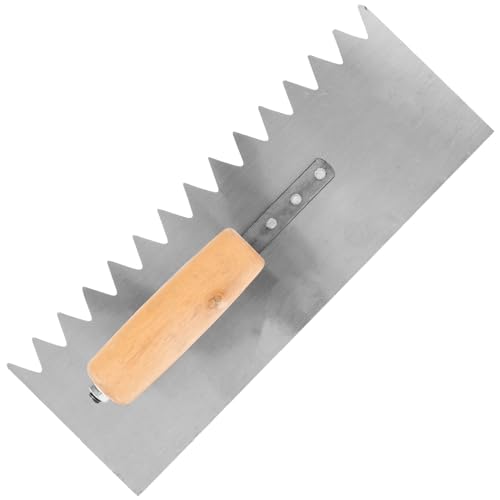 OUNONA Paleta Dentada de Acero Inoxidable con Mango Ergonómico Herramienta de Albañilería para Cemento y Enlucir Llana Pequeña con Dientes Puntiagudos para Trabajo Preciso Construcción